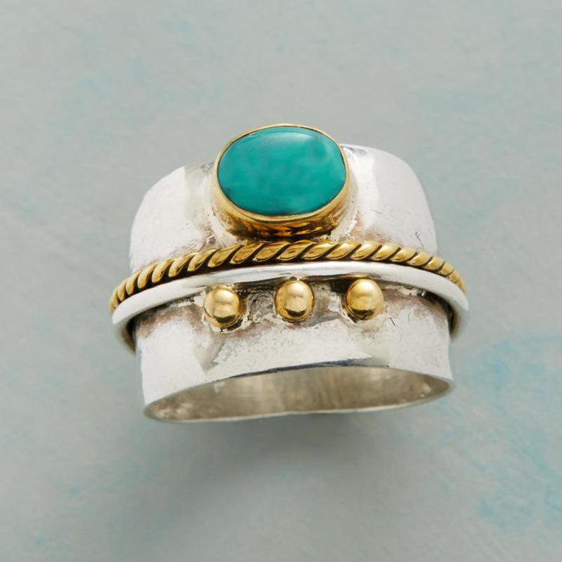 Men'S Vacation Accessories - Anillo Ancho de Turquesa Sintética con