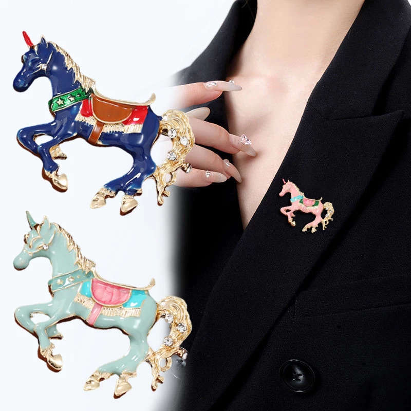 Men Accessories Bouquet - Broches de caballo esmaltados Vintage, alfileres
