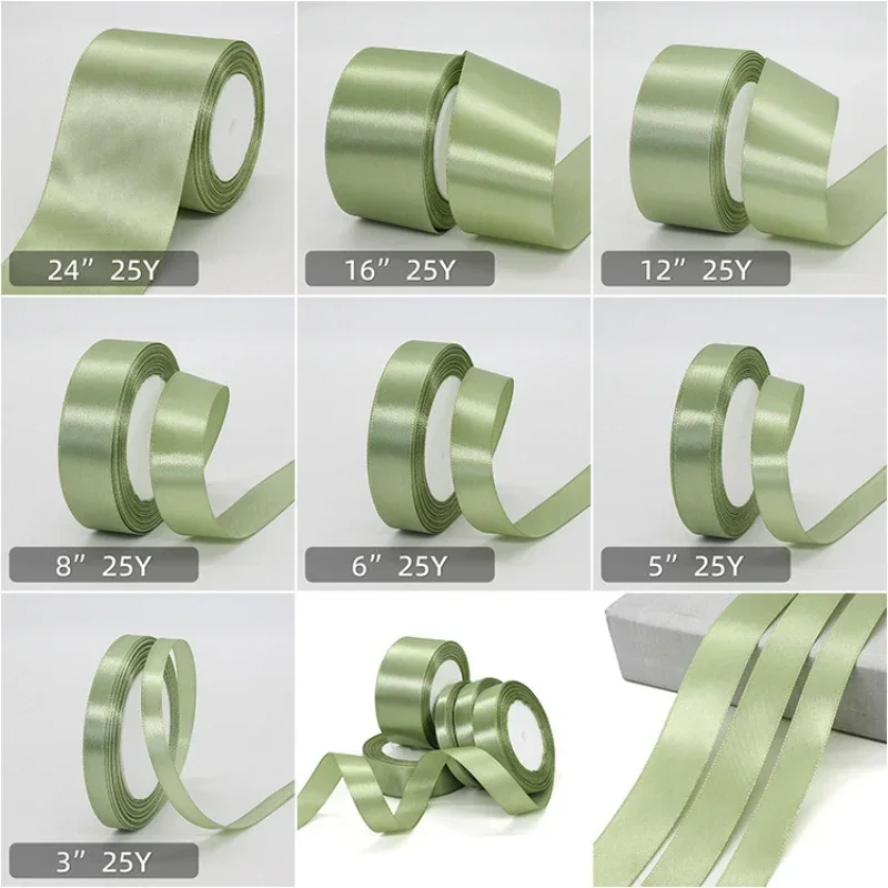 Men Accessories Bouquet - Cinta verde salvia de 25 yardas,