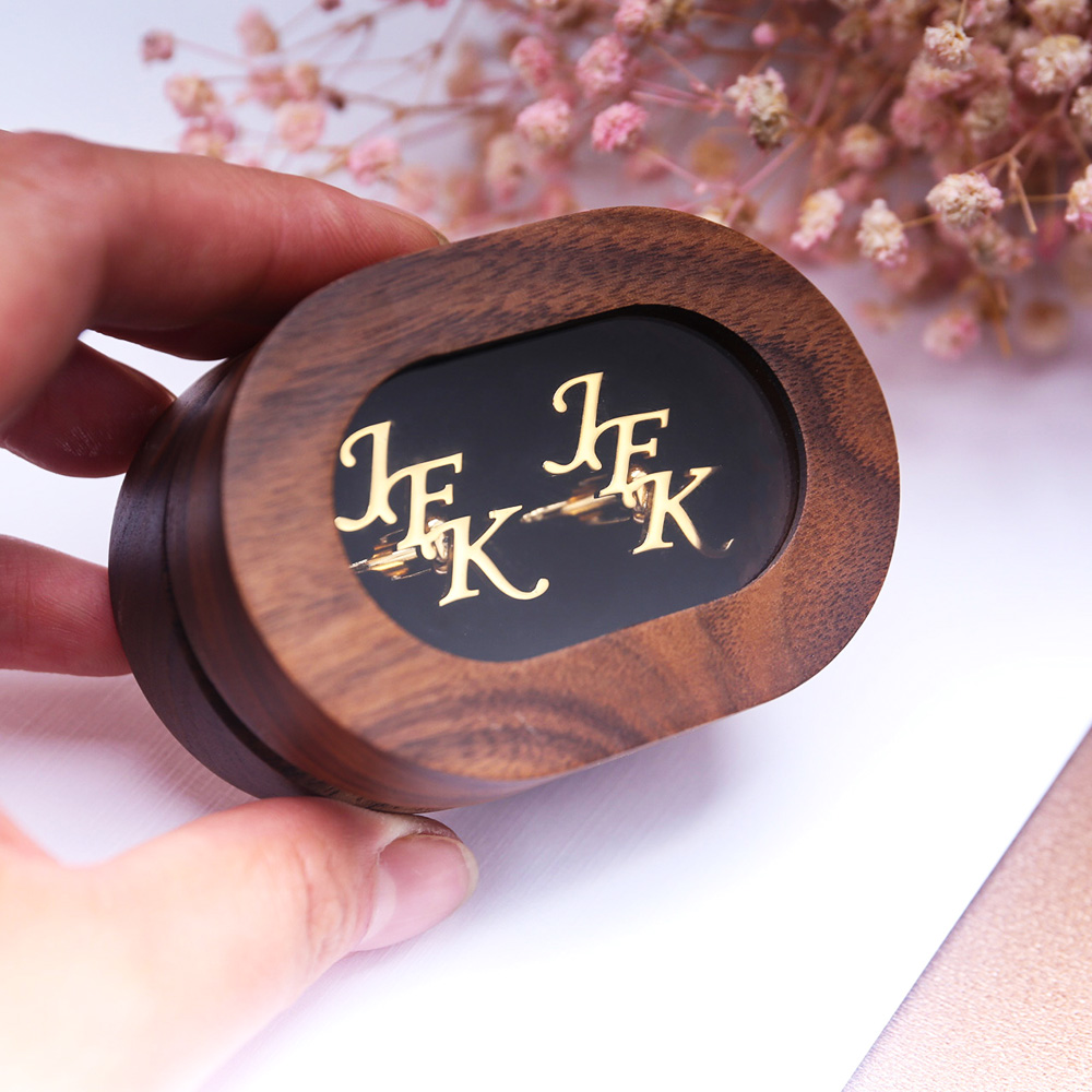 Cufflink Box Set - Gemelos de primera letra personalizados para